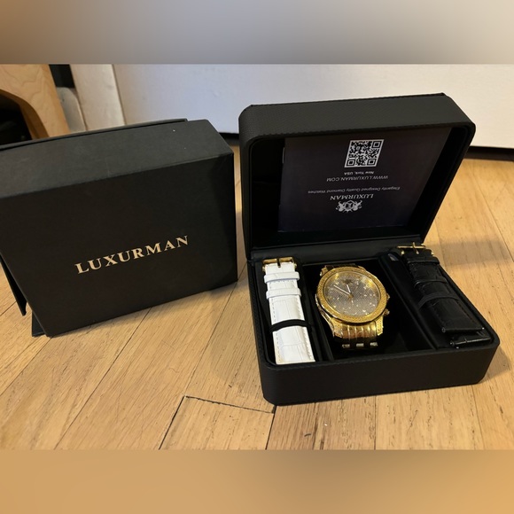 Iced Out Men's Diamond Luxurman Watch 1.25ct YellowGold Tone